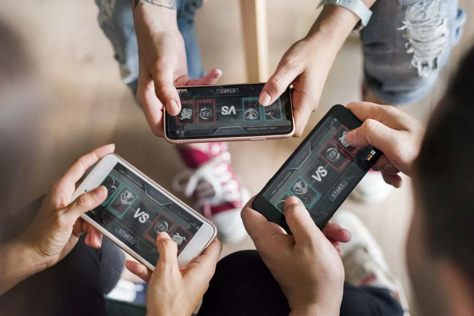 Two players on mobile games